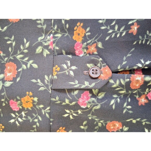 Pleione Womens Small Blouse 3/4 Sleeve Multi-color Floral Round Neck Polyester - Picture 2 of 14